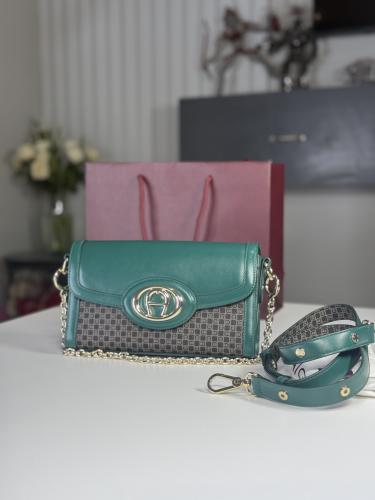 اجنر لويزا S جلد ناعم ومعدن ذهبي- اخضر /Luisa S Sh...