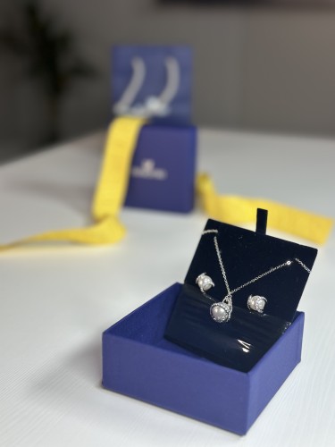 سوارفسكي طقم لولو سلفر بكريستال فخم