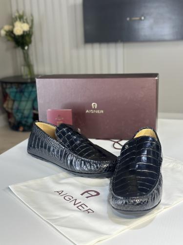 جزمة مقاس 44 Aigner limited black croc print drive...
