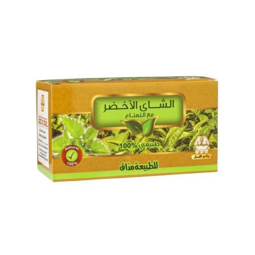 شاي الاخضر مع النعناع طبيعي من وادي النحل -30 كيس