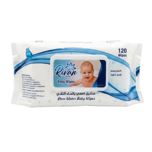 مناديل مبللة بالماء النقي للأطفال من ريفان - 120 م...