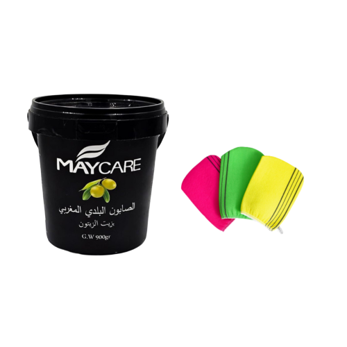 مجموعة الليفة الكورية والصابون المغربي 850 جم - 3...