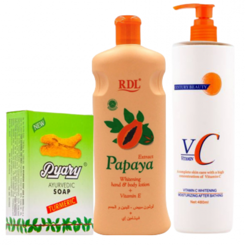 مجموعة العناية والترطيب للبشرة بالكركم و فيتامين س...