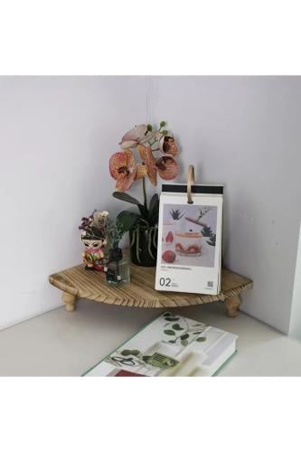 رف زاوية خشبي عتيق قطعة واحدة، يستخدم كرف عرض في ا...