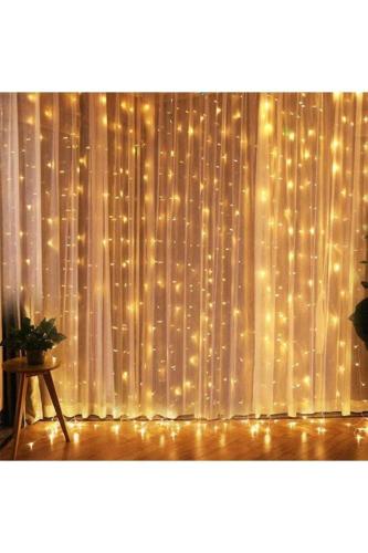 خيوط ستائر زينة بإضاءة LED بيضاء 2.4 × 3 × 3 متر