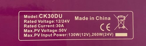 منظم طاقه 30 امبير CK مع منفذين يو اس بي للشحن