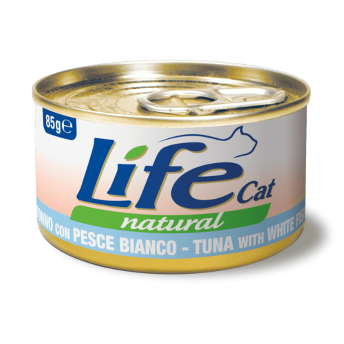 لايف كات اكل قطط رطب بالتونة والسمك الابيض 85g