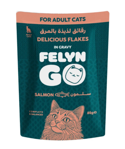 فيلاين قو طعام رطب للقطط قطع السالمون بالمرق 85g