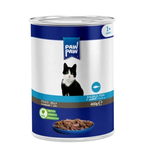 Paw Paw Wet Cat Food Fish Pieces in Jelly 400g