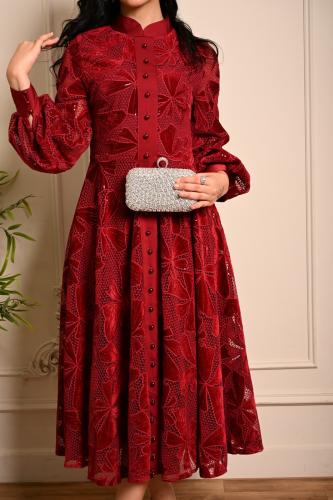 فستان العيد دانتيل ملكي بازرار امامية