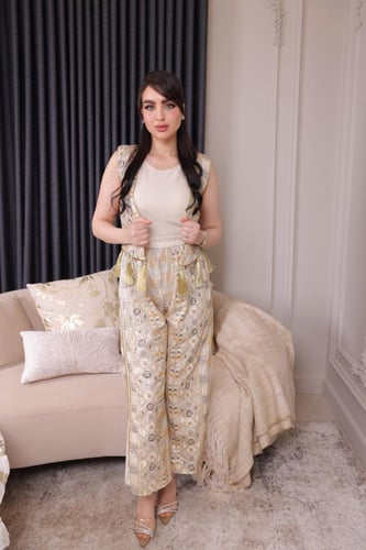 طقم تراثي فاخر - 3 قطع بلونين أنيقين