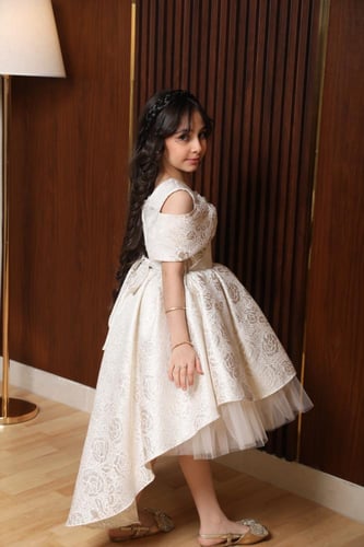 فستان بناتي سكري دانتيل هاي لو