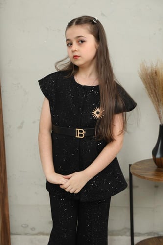 طقم بناتي شتوي مع حزام