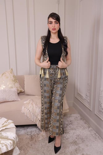 طقم تراثي فاخر - 3 قطع بلونين أنيقين