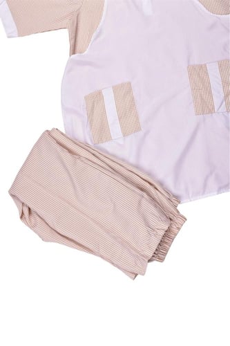 ملابس عاملات خطوط مقلمة 3 قطع