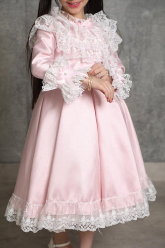 فستان بناتي سالي باللون الوردي