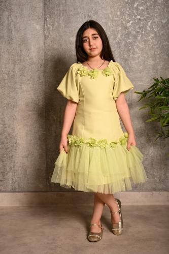 فستان بناتي باللون التفاحي