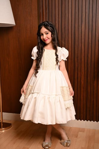 فستان بناتي بيج تول قصير منفوش