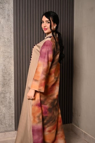 جلابية نسائية رمضانية بتطريز بنفسجي فاخر