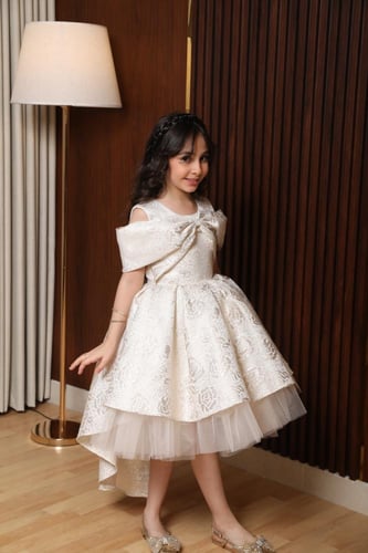 فستان بناتي سكري دانتيل هاي لو