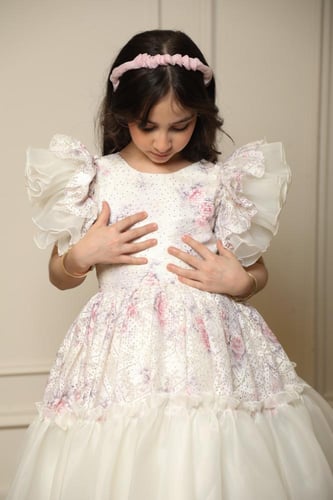 فستان بناتي مشجر منفوش