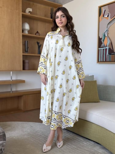 جلابية رمضانية فاخرة بنقشة ناعمة ولمسة أنثوية راقي...