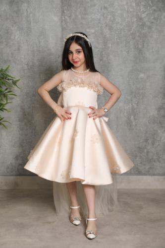 فستان بناتي أنيق بإطلالة ناعمة وفاخرة -لونين