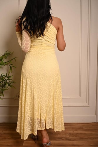 فستان العيد دانتيل شيفون كتف واحد