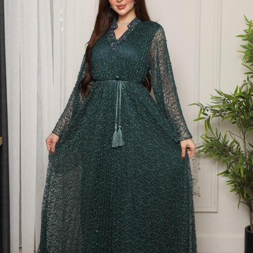 جلابية كشخة تطريز لؤلؤ فخمة