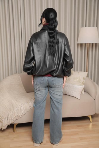 جاكيت جلد نسائي شتوي 2 الوان