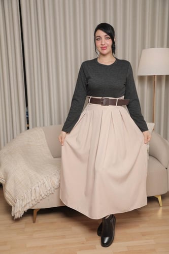 فستان نسائي شتوي مع حزام عريض