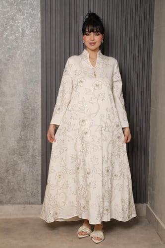 جلابية رمضانية مشجرة ناعمة بتطريز أنيق