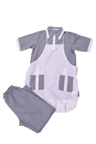 ملابس عاملات خطوط مقلمة 3 قطع