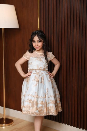 فستان بناتي مطرز فخم للعيد