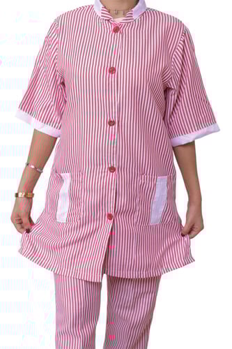 ملابس عاملات خطوط مقلمة 3 قطع