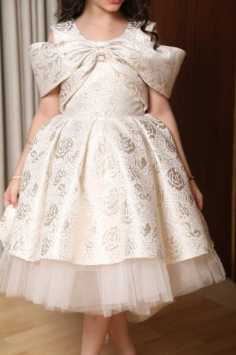 فستان بناتي سكري دانتيل هاي لو