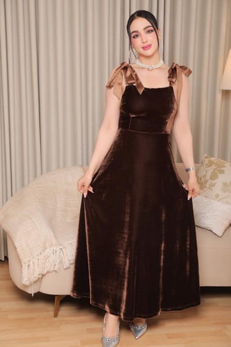 فستان شتوي مخملي ناعم