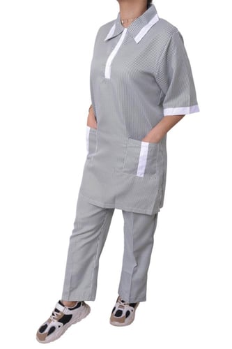ملابس عاملات خطوط مقلمة 3 قطع