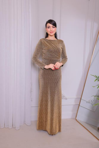 فستان طويل ماسك استرتش لون الذهبي