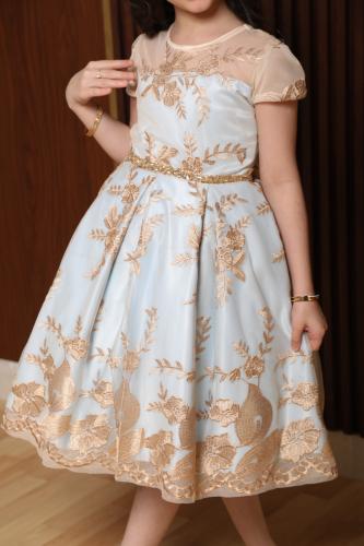 فستان بناتي مطرز فخم للعيد