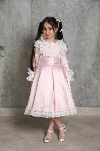 فستان بناتي سالي باللون الوردي