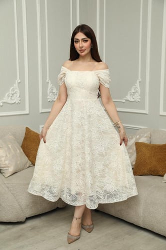 فستان العيد ميدي أوف شولدر سكري