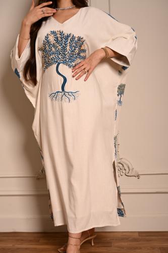 جلابية بنقشة شجرة وأكمام واسعة