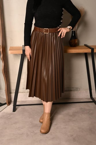 تنورة نسائي شتوي جلد بكسرات