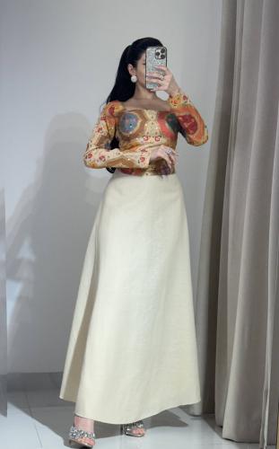 طقم العيد بلوزة متعدد الألوان لامعة