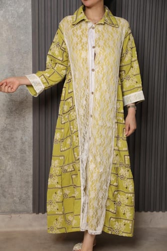 جلابية رمضانية نسائية مشجرة دانتيل