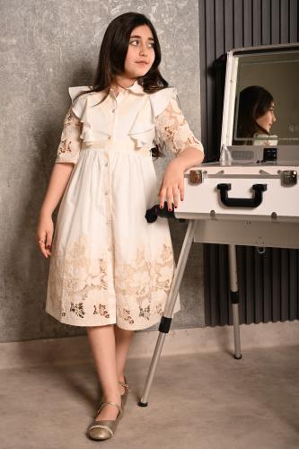 فستان بناتي بأكمام دانتيل