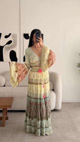 طقم صيفي ايطالي تنورة طويل