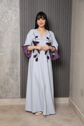 جلابية رمضانية مشجرة بأكمام طويلة واسعة