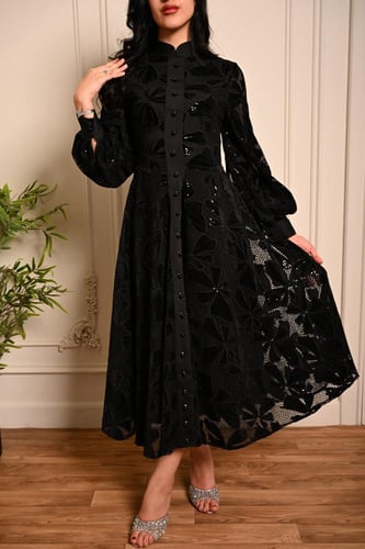 فستان العيد دانتيل ملكي بازرار امامية